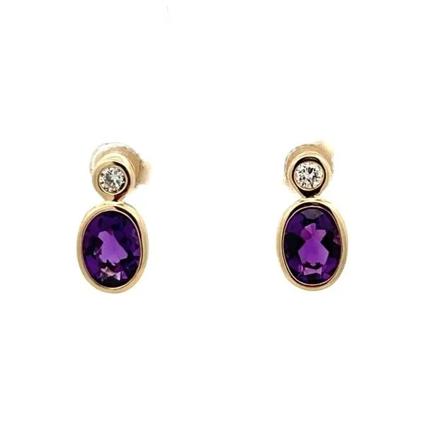 14K Yellow Amethyst Oval Bezel Set Post Earrings Dickinson Jewelers Dunkirk, MD