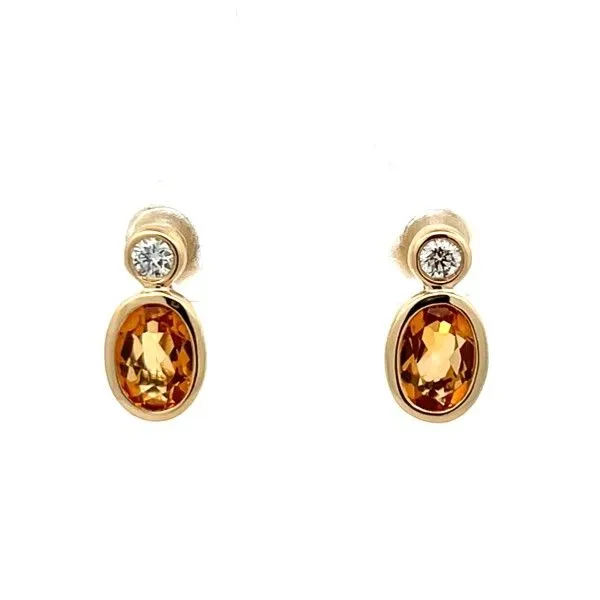 14K Yellow Citrine Oval Bezel Set Post Earrings Dickinson Jewelers Dunkirk, MD