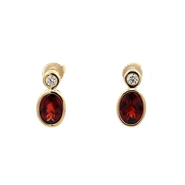 14K Yellow Garnet Oval Bezel Set Post Earrings Dickinson Jewelers Dunkirk, MD