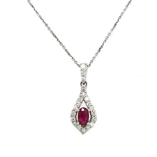 14k White Gold Ruby Pendant Dickinson Jewelers Dunkirk, MD