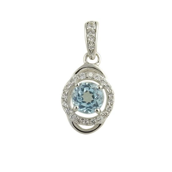 Sterling Silver Blue Topaz Halo Pendant Dickinson Jewelers Dunkirk, MD