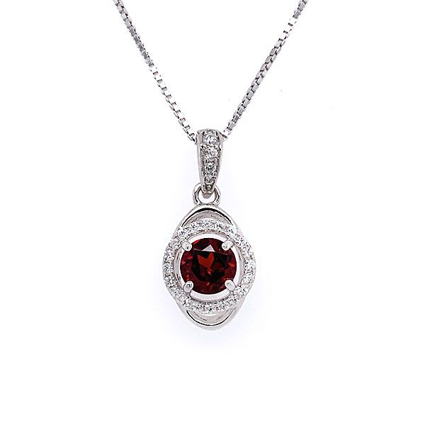 Sterling Silver Garnet Halo Pendant Dickinson Jewelers Dunkirk, MD