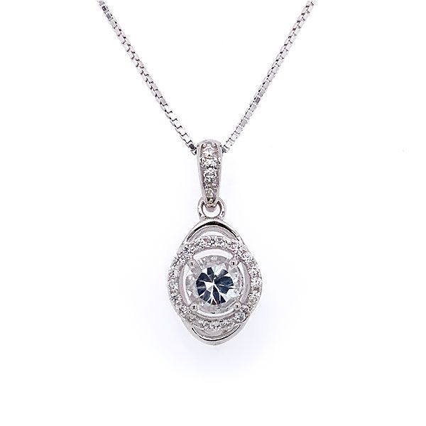 Sterling Silver White Topaz Halo Pendant Dickinson Jewelers Dunkirk, MD