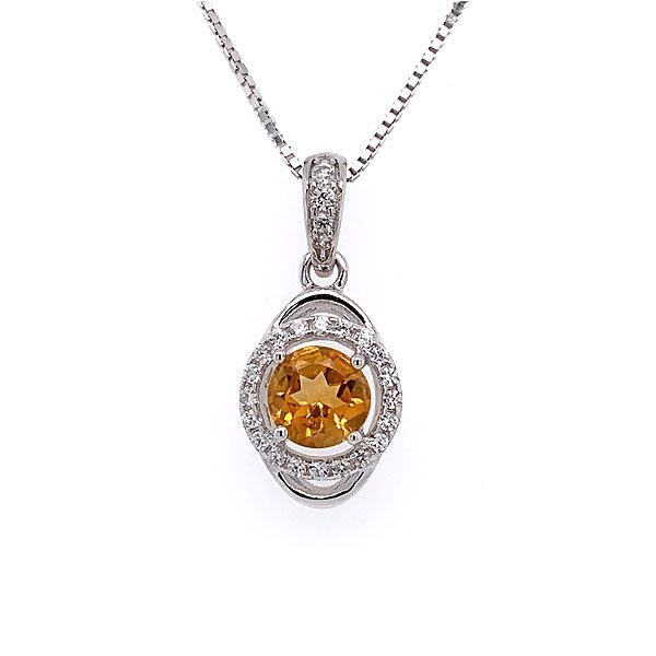 Sterling Silver  Citrine Halo Pendant Dickinson Jewelers Dunkirk, MD