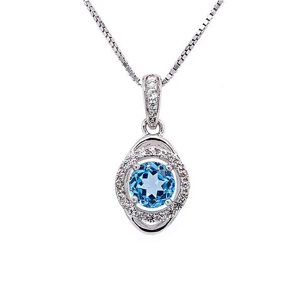 Sterling Silver Blue Topaz Halo Pendant Dickinson Jewelers Dunkirk, MD