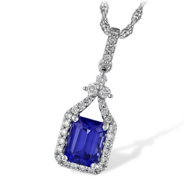 14k White Gold Tanzanite And Diamond Halo Pendant Dickinson Jewelers Dunkirk, MD