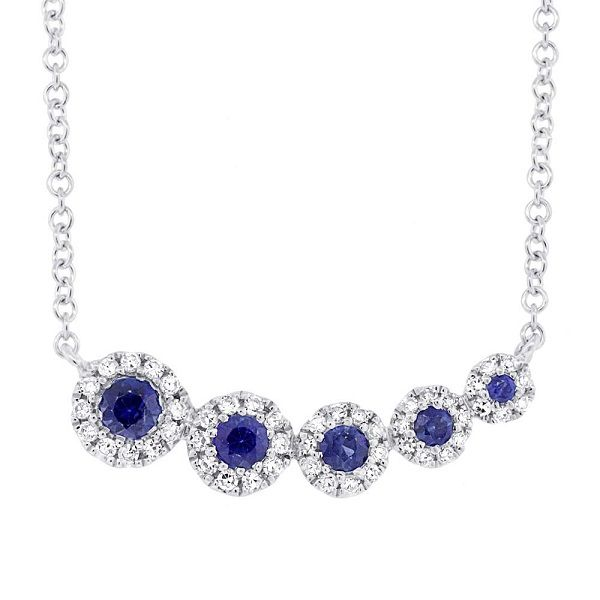 14k White Gold Sapphire Halo Necklace Dickinson Jewelers Dunkirk, MD