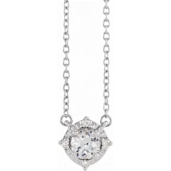 Sterling Silver White Sapphire Halo Necklace Dickinson Jewelers Dunkirk, MD