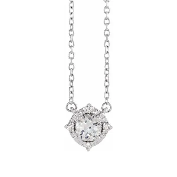 Sterling Silver White Sapphire Halo Necklace Dickinson Jewelers Dunkirk, MD