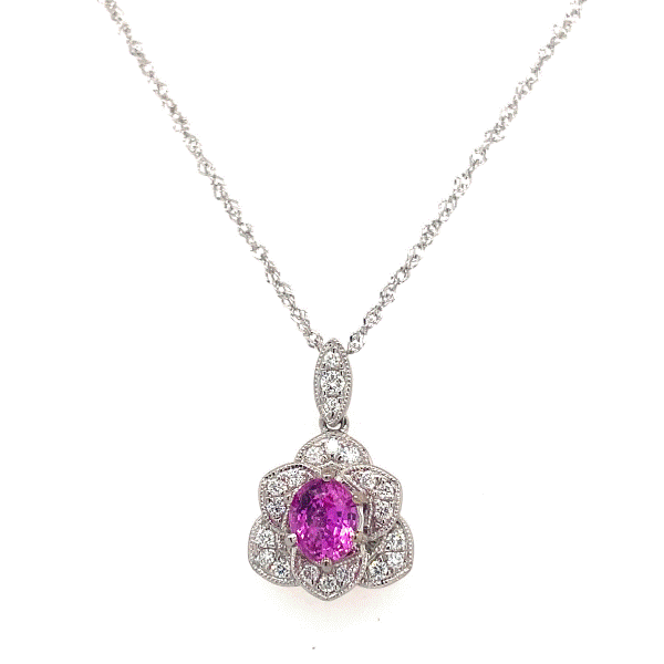 14k White Gold Pink Sapphire Pendant Dickinson Jewelers Dunkirk, MD