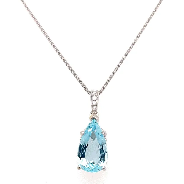 14K White Gold Aquamarine Pendant Dickinson Jewelers Dunkirk, MD