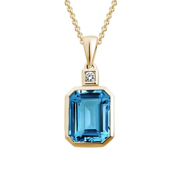 White Gold London Blue Topaz And Diamond Necklace - Simmons Fine Jewelry