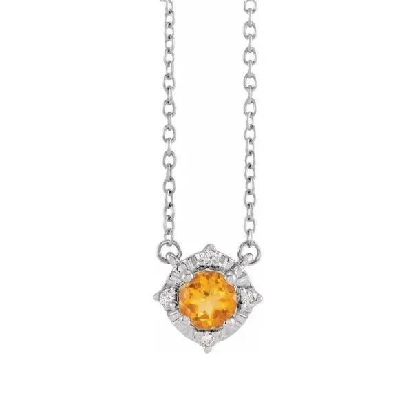 Sterling Silver Citrine Halo Necklace Dickinson Jewelers Dunkirk, MD