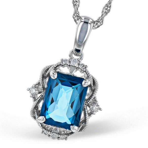 14k White Gold London Blue Topaz Pendant Dickinson Jewelers Dunkirk, MD