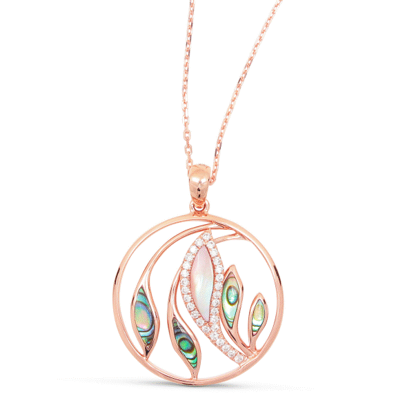 14k Rose Gold Mother of Pearl and Abalone Pendant Dickinson Jewelers Dunkirk, MD