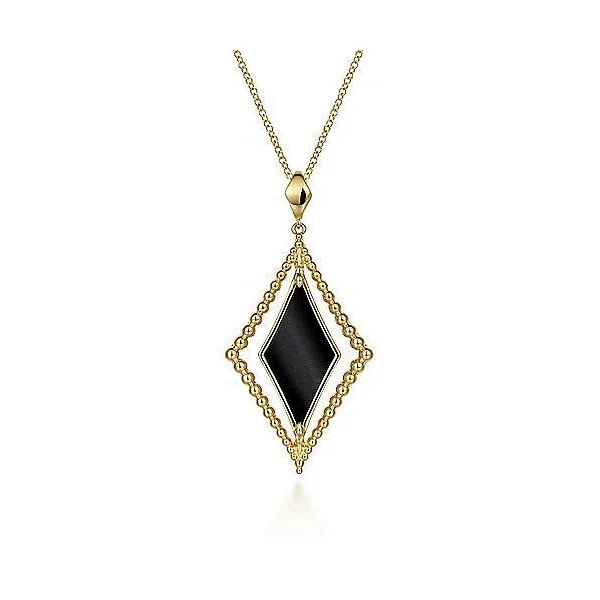 14k Yellow Gold Onyx Necklace Dickinson Jewelers Dunkirk, MD