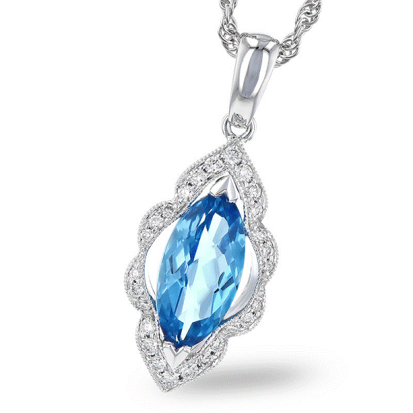 14k White Gold Blue Topaz Pendant Dickinson Jewelers Dunkirk, MD