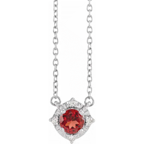 Sterling Silver Garnet Halo Necklace Dickinson Jewelers Dunkirk, MD