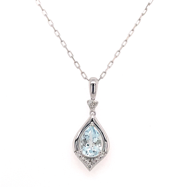 14k White Gold Aquamarine Pendant Dickinson Jewelers Dunkirk, MD