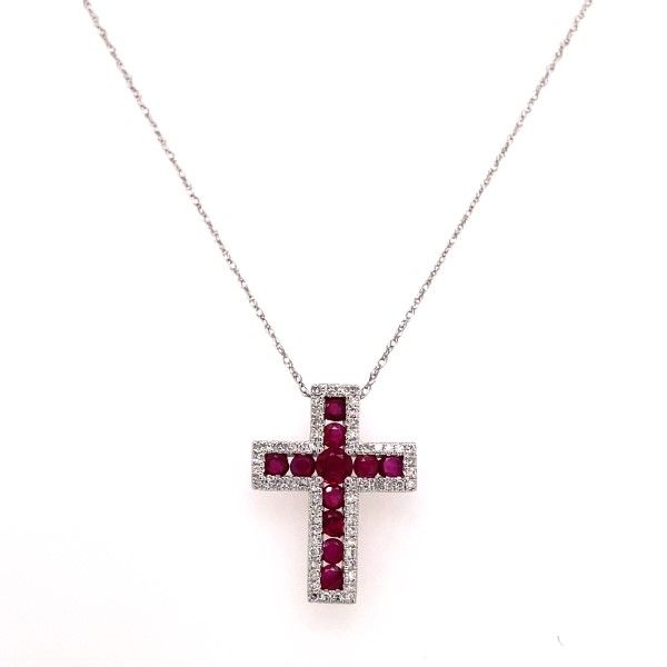 14k White Gold Ruby Cross Pendant Dickinson Jewelers Dunkirk, MD