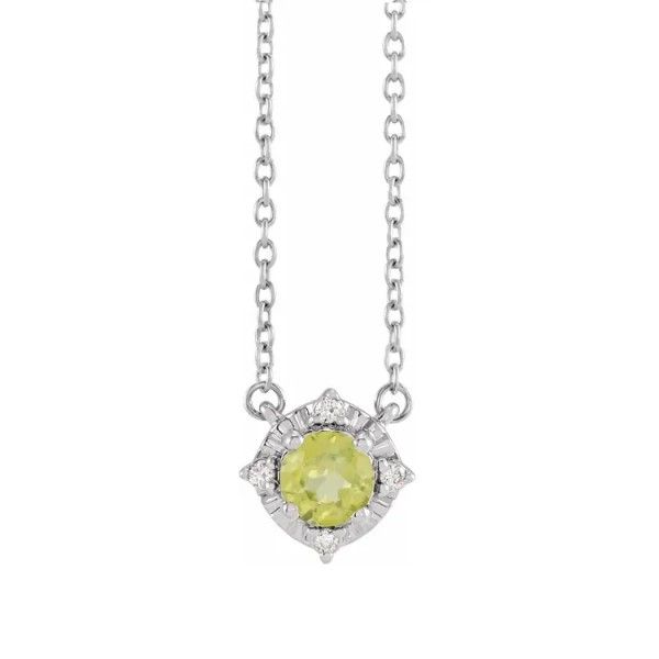 Sterling Silver Peridot Halo Necklace Dickinson Jewelers Dunkirk, MD