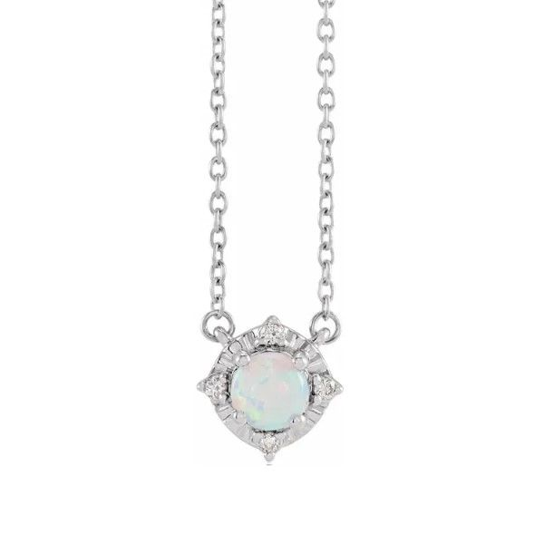 Sterling Silver Opal Halo Necklace Dickinson Jewelers Dunkirk, MD