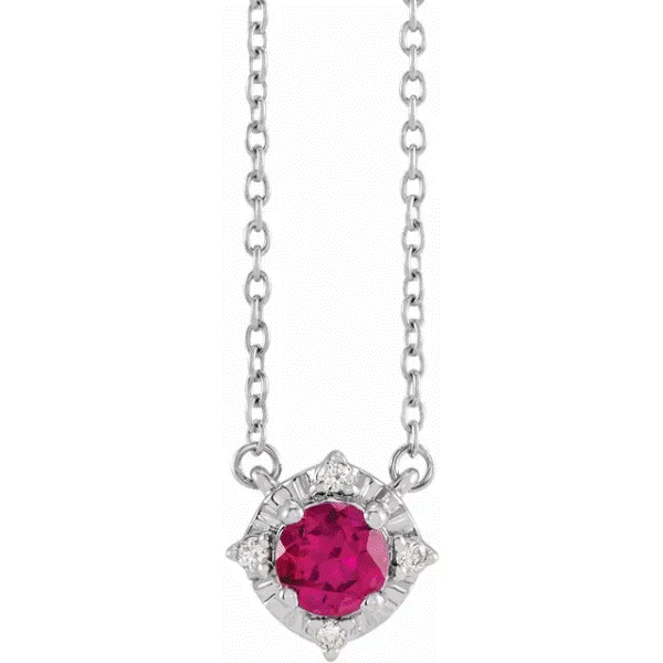 Sterling Silver Ruby Halo Necklace Dickinson Jewelers Dunkirk, MD