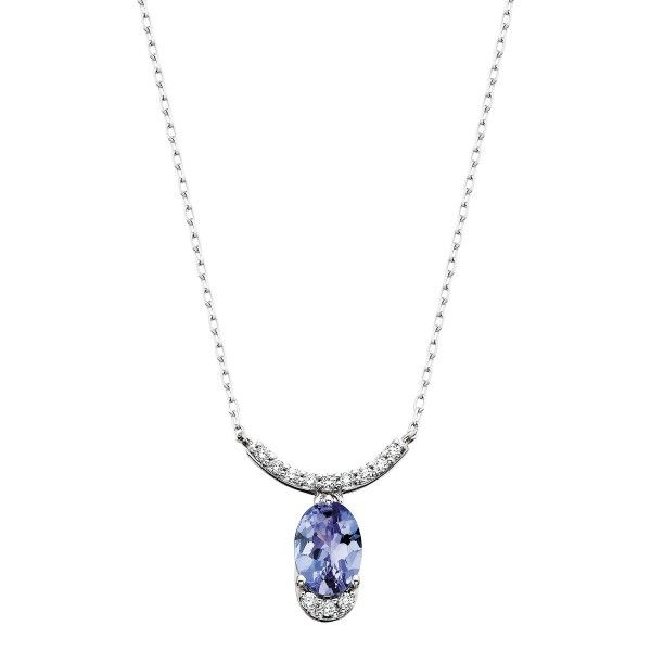 14k White Gold Tanzanite and Diamond Necklace Dickinson Jewelers Dunkirk, MD