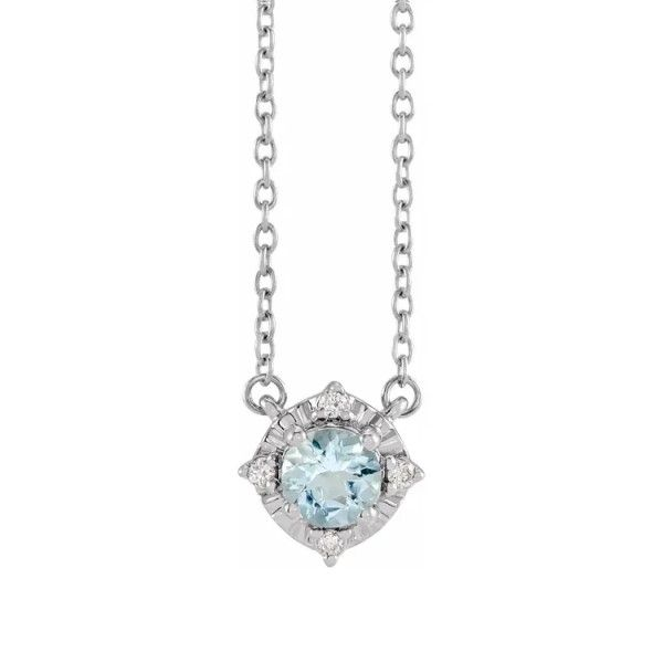 Sterling Silver Aquamarine Halo Necklace Dickinson Jewelers Dunkirk, MD