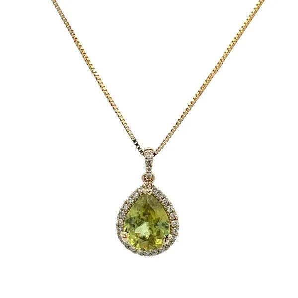 14k Yellow Gold Sphene Halo Pendant Dickinson Jewelers Dunkirk, MD