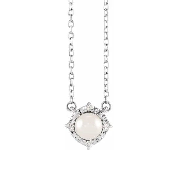 Sterling Silver Pearl Halo Necklace Dickinson Jewelers Dunkirk, MD