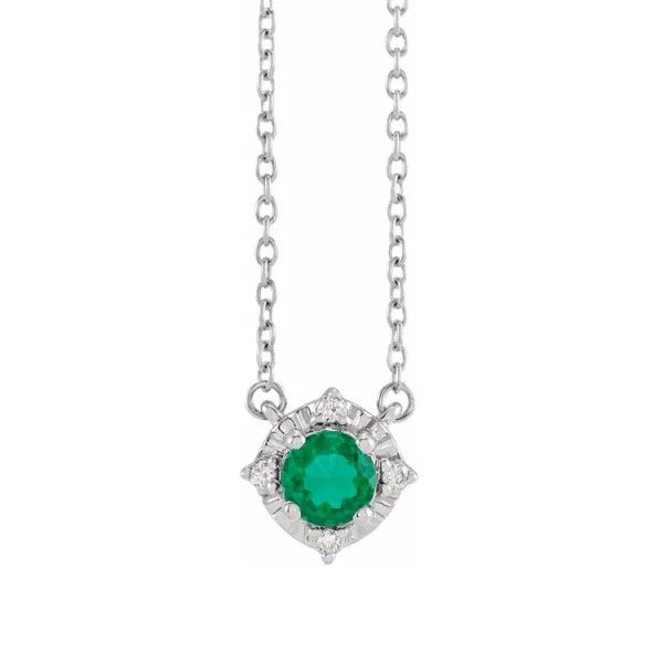 Sterling Silver Emerald Halo Necklace Dickinson Jewelers Dunkirk, MD