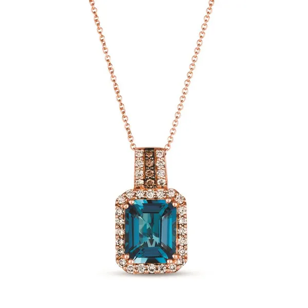 14K Rose Gold Deep Sea Blue Topaz Pendant Dickinson Jewelers Dunkirk, MD