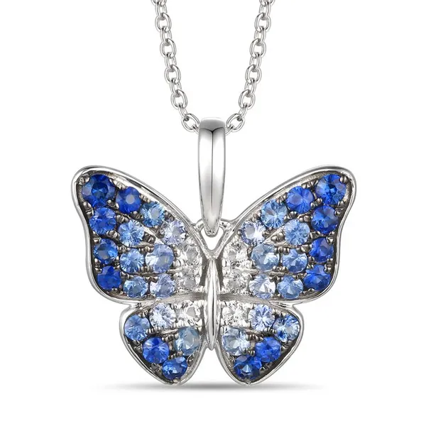 14Kt White Gold Denim Ombr&eacute;&reg; and White Sapphire Butterfly Pendant Dickinson Jewelers Dunkirk, MD