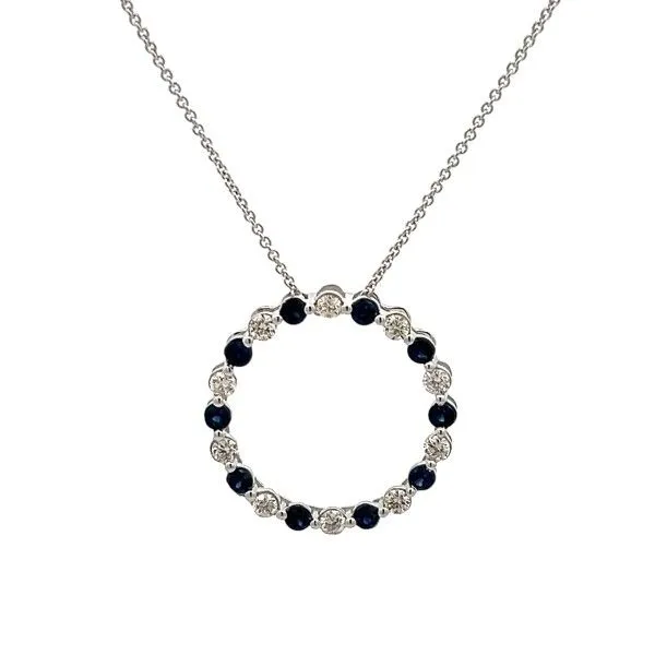 14K White Gold Sapphire and Diamond Pendant Dickinson Jewelers Dunkirk, MD