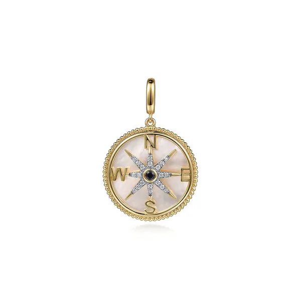 14Kt Yellow Bujukan MOP and Diamond Starburst Compass Pendant Dickinson Jewelers Dunkirk, MD