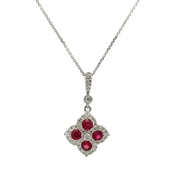 14Kt White Diamond and Ruby Pendant Dickinson Jewelers Dunkirk, MD