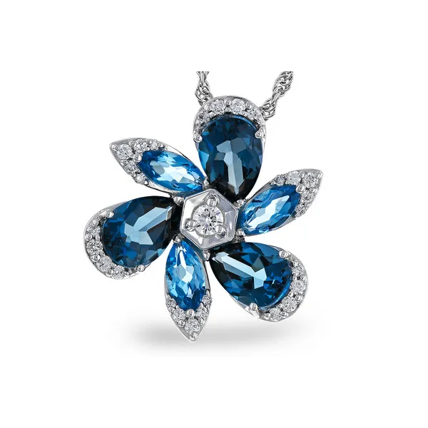 14Kt White Gold London Blue Topaz Flower Pendant Dickinson Jewelers Dunkirk, MD