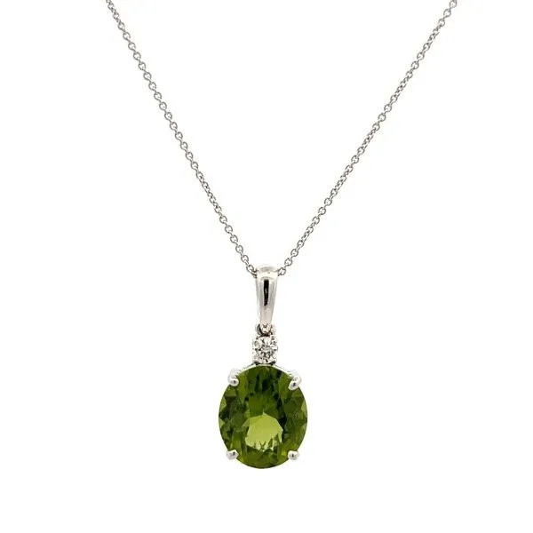 14Kt White Oval Peridot Pendant Dickinson Jewelers Dunkirk, MD