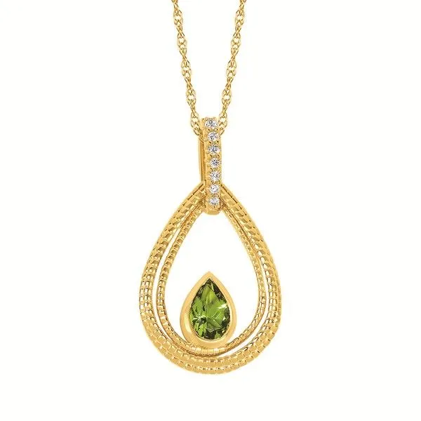 14Kt Yellow Pear Peridot Open Teardrop Pendant Dickinson Jewelers Dunkirk, MD