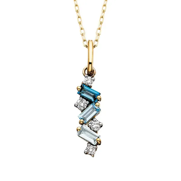 10Kt Yellow Baguette Ombre Blue Topaz Pendant Dickinson Jewelers Dunkirk, MD