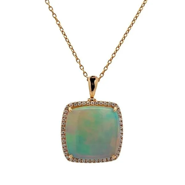 14 Karat Yellow Gold Opal Cushion Pendant Dickinson Jewelers Dunkirk, MD