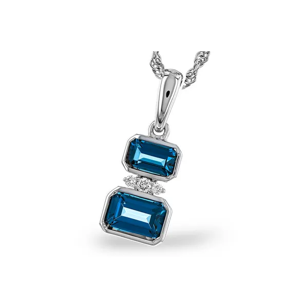 14K White Gold London Blue Topaz Stacked Pendant Dickinson Jewelers Dunkirk, MD
