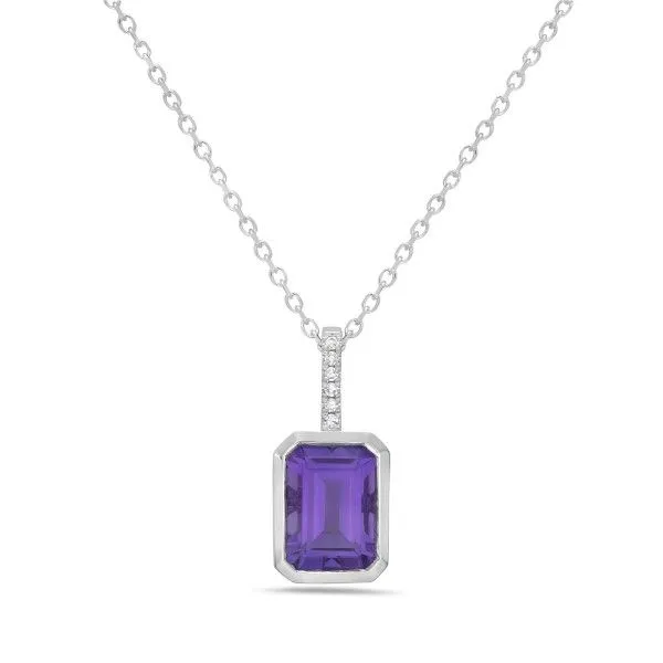 14 Karat Yellow Gold Elongated Amethyst Pendant Necklace Dickinson Jewelers Dunkirk, MD