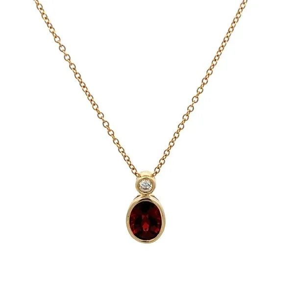 14K Yellow Oval Garnet Bezel Set Pendant Dickinson Jewelers Dunkirk, MD