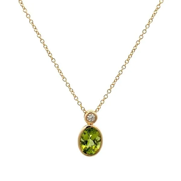 14K Yellow Oval Peridot Bezel Set Pendant Dickinson Jewelers Dunkirk, MD