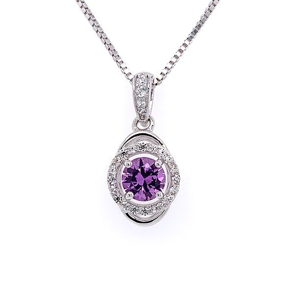 Sterling Silver Lab-Created Alexandrite Halo Pendant Dickinson Jewelers Dunkirk, MD