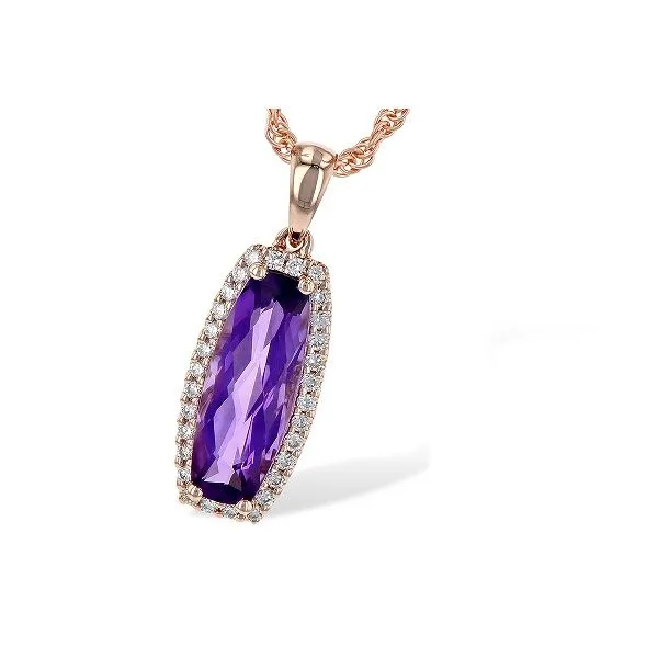 14k Rose Gold Amethyst Halo Pendant Dickinson Jewelers Dunkirk, MD