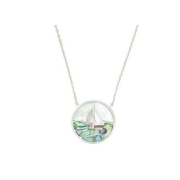 14k White Gold Abalone And Mother Of Pearl Sailboat Necklace Dickinson Jewelers Dunkirk, MD