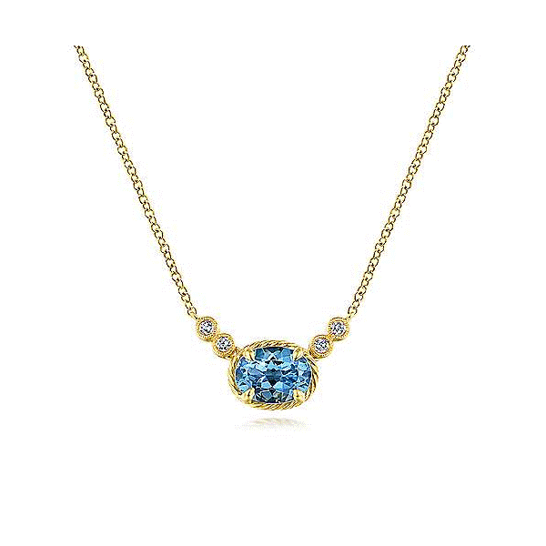 14k Yellow Gold Blue Topaz Necklace Dickinson Jewelers Dunkirk, MD